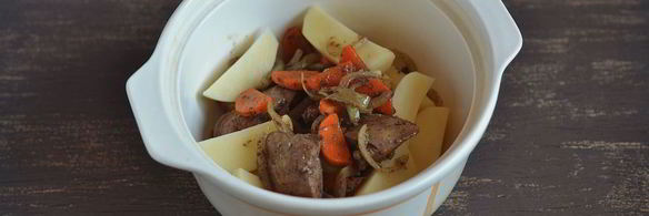 картофель тушеный с куриной печенью