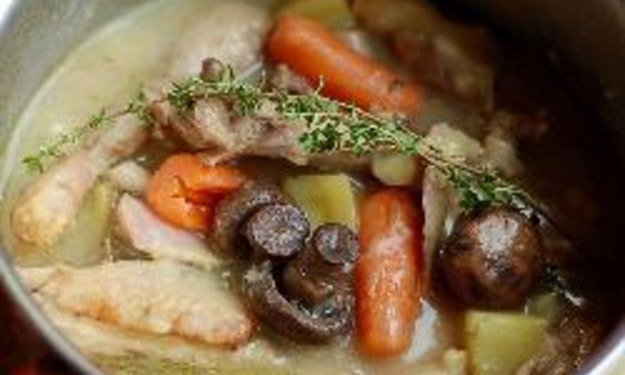 Рецепт картошки тушеной с курицей и грибами