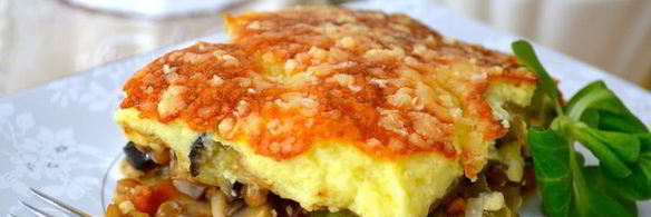 мусака из грибов и чечевицы