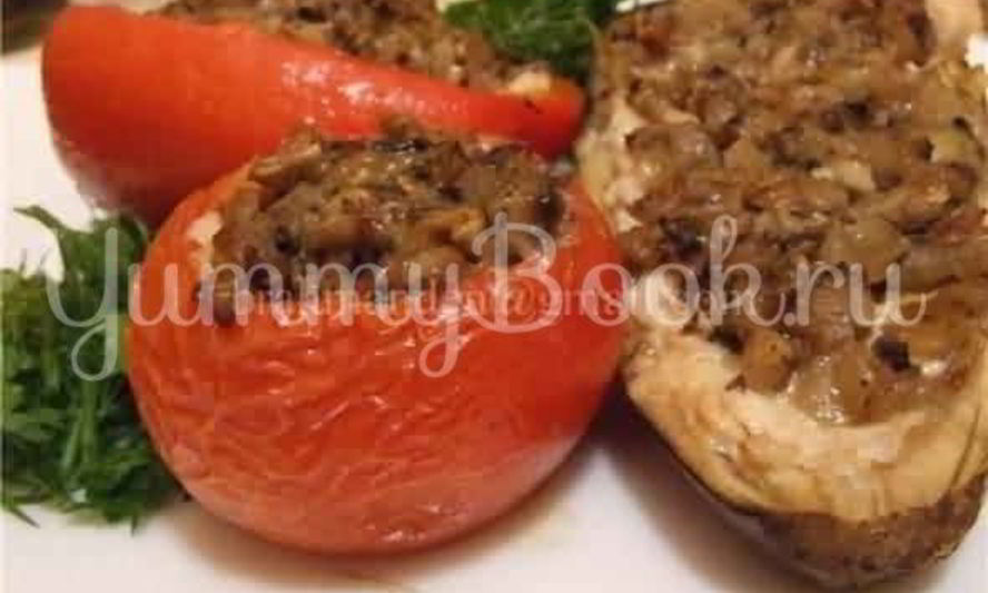 Рецепт печеных овощей, фаршированных курицей с соусом бешамель и грибами