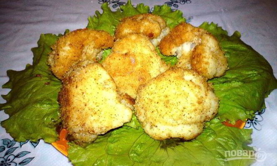 Рецепт цветной капусты в панировочных сухарях