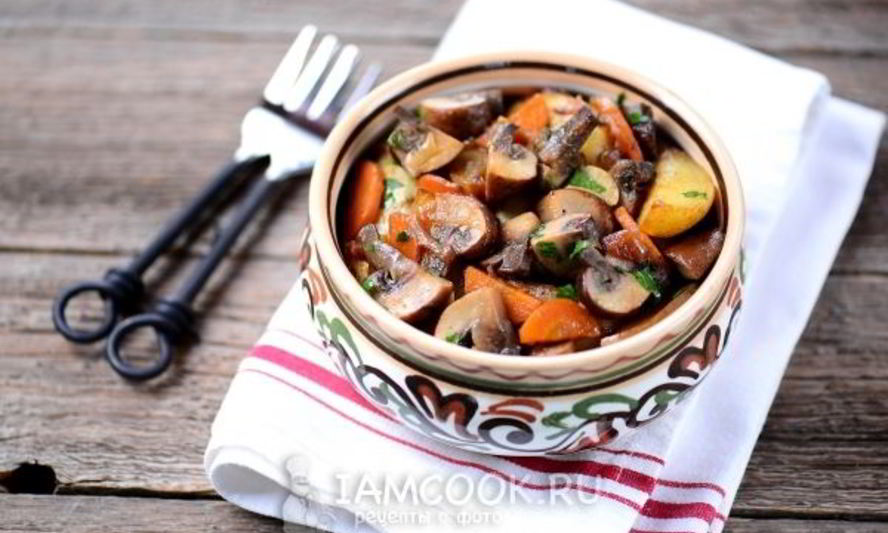 Рецепт тушеной картошки с шампиньонами