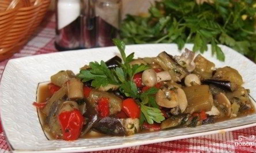Рецепт тушеных баклажанов с грибами