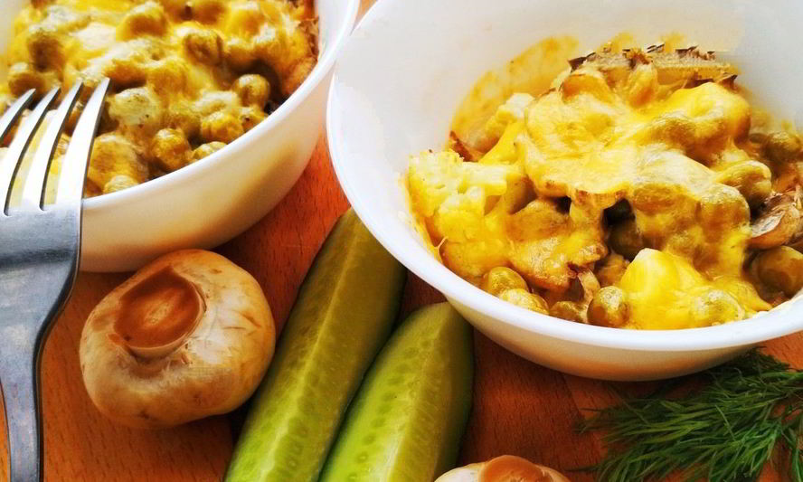 Рецепт запеченной цветной капусты с горошком