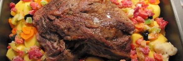 запеченный картофель с мясом для праздничного стола