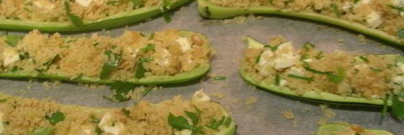 запеченные кабачки, фаршированные кускусом и фетой