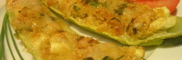 запеченные кабачки, фаршированные кускусом и фетой