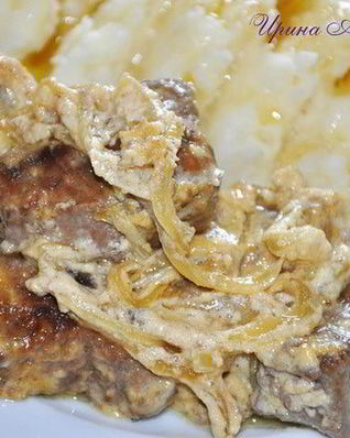 Говяжья печень под сметанно-горчичным соусом