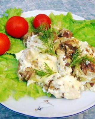 Куриная печень под сыром