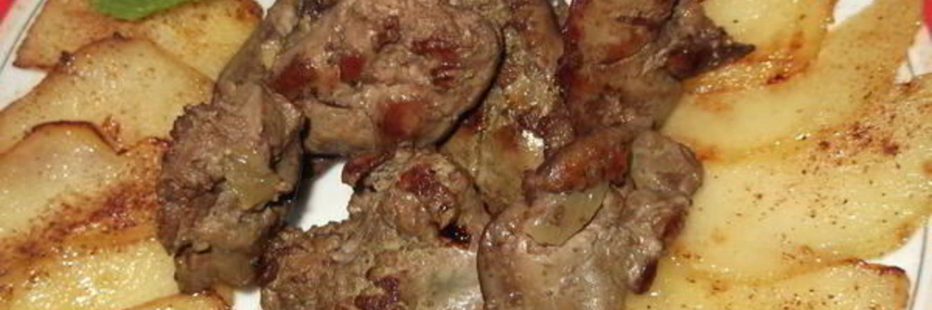 Куриная печень с яблоком