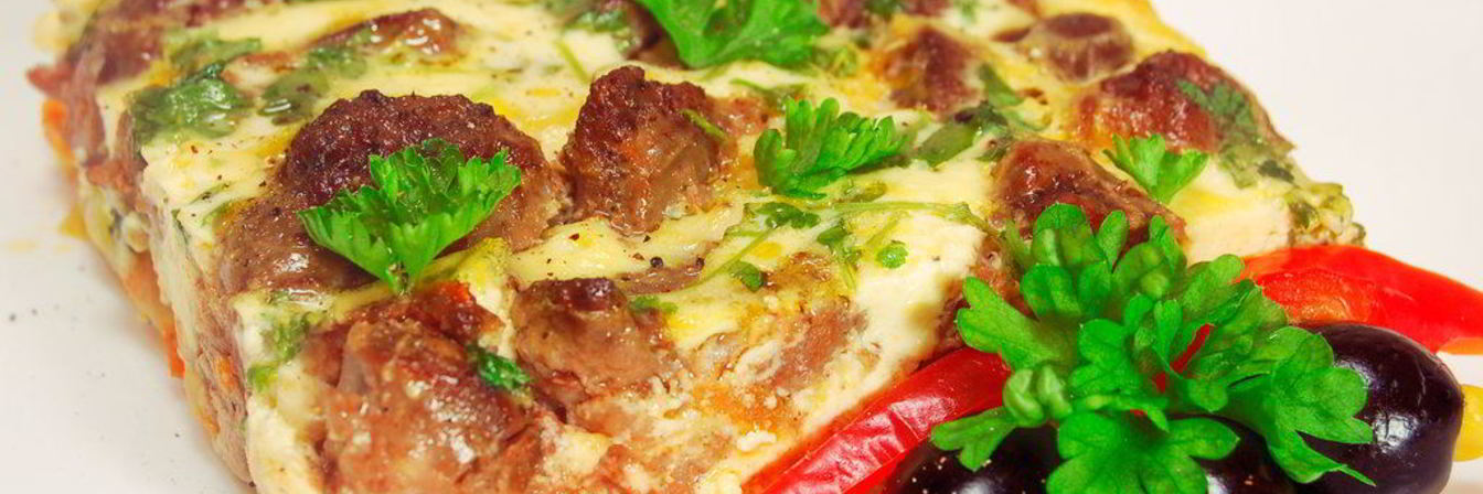 Куриная печенка в омлете