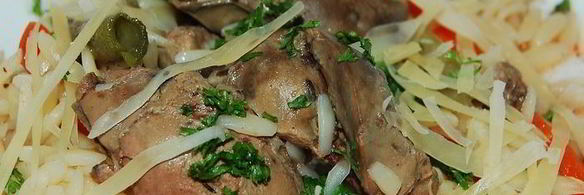 паровая печенка с пастой орзо