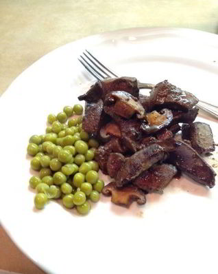 Печень с грибами