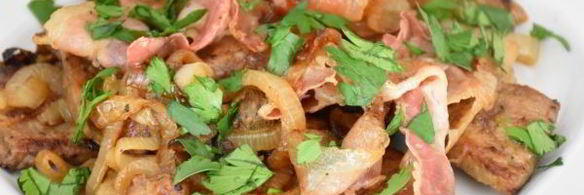 печень жареная с белыми грибами