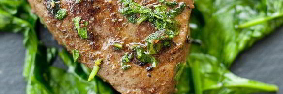 телячья печень со шпинатом