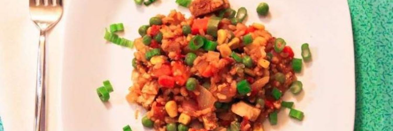 Овощная паэлья с грибами