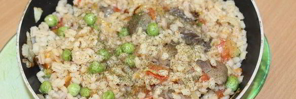 паэлья из перловой крупы и лесных грибов