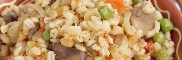паэлья из перловой крупы и лесных грибов