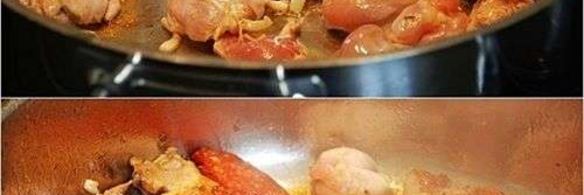 паэлья с колбасой и морепродуктами