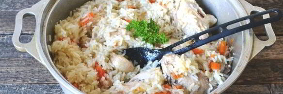 плов из пропаренного риса с курицей