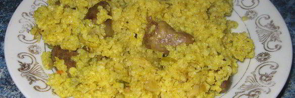 плов из пшена с куриными сердечками