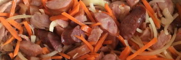 плов на шкварках с копченостями