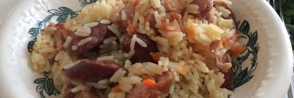 плов на шкварках с копченостями