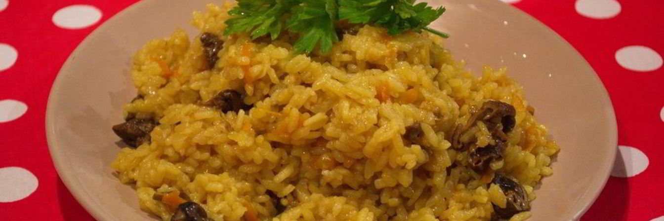 Плов с белыми грибами