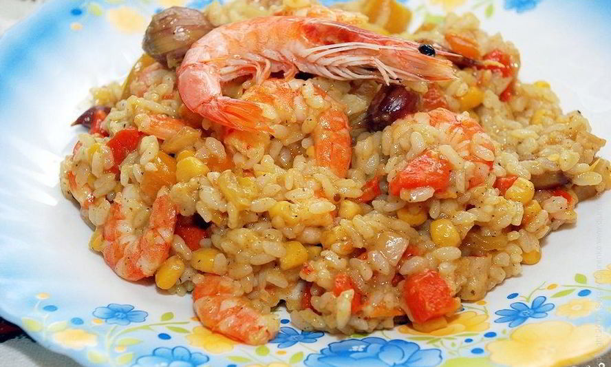 Рецепт плова с креветками