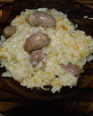 Плов с куриными сердечками