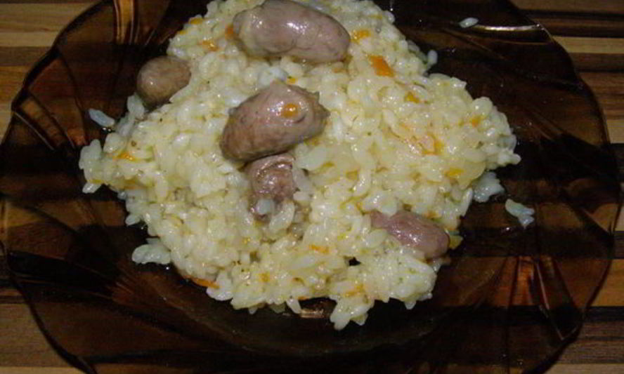 Рецепт плова с куриными сердечками