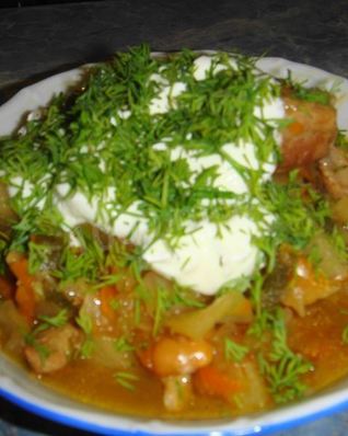 Годзя овощное рагу с мясом свинины