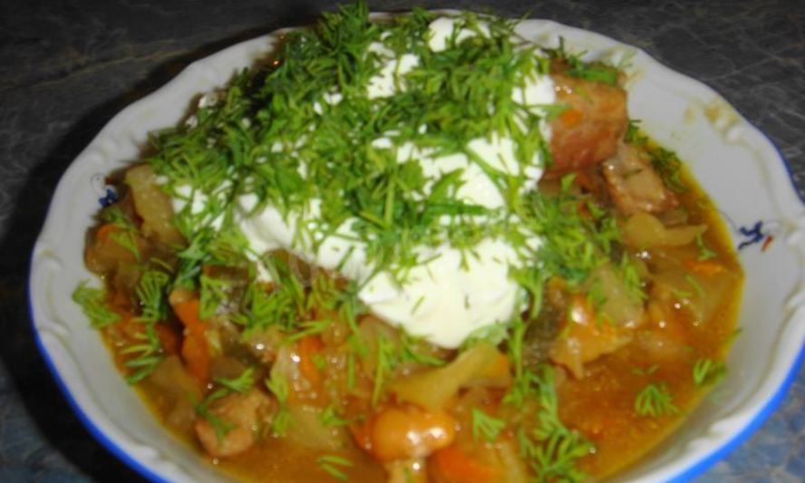 Рецепт годзи овощное рагу с мясом свинины