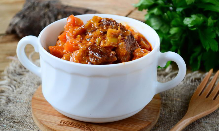 Рецепт говяжьего рагу в томатно-сливочном соусе