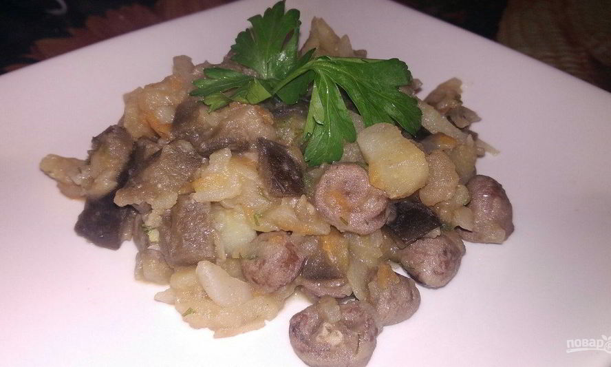 Рецепт овощного рагу с куриными сердечками