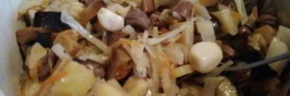 овощное рагу с куриными сердечками