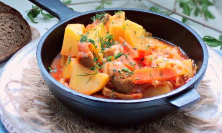 Рецепт овощного рагу с шампиньонами