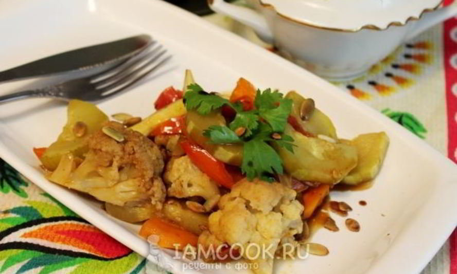 Рецепт овощного рагу с цветной капустой и кабачками