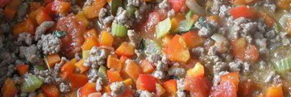 паста торкио с рагу из ягненка и сладким перцем