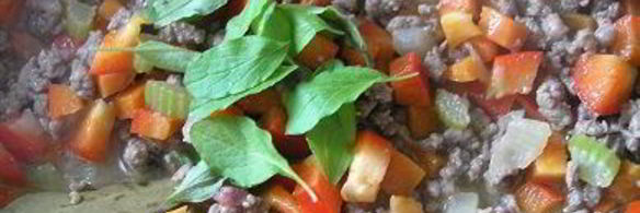 паста торкио с рагу из ягненка и сладким перцем