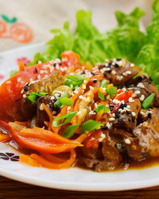 Рагу из печени с овощами