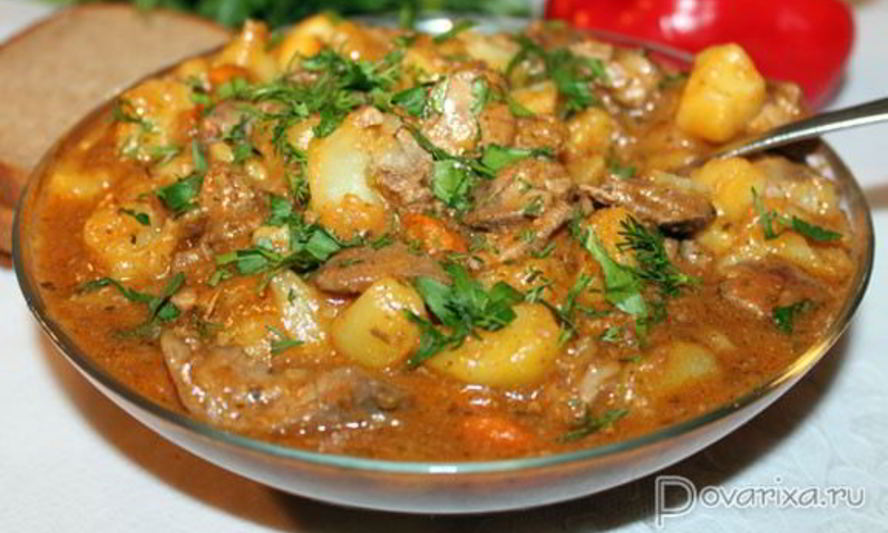 Рецепт рагу из потрошков курицы
