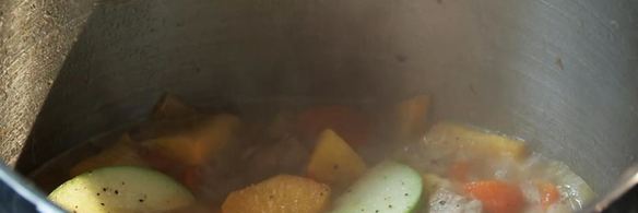 рагу из репы со свининой, яблоками и изюмом