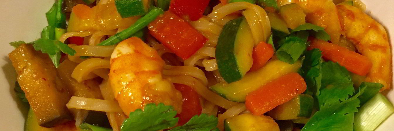 Рисовая лапша с креветками