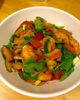 Рисовая лапша с креветками