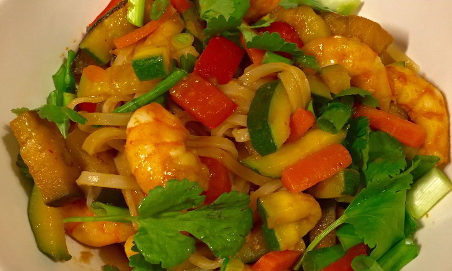 Рецепт рисовой лапши с креветками