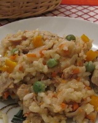 Ризотто с курицей и овощами