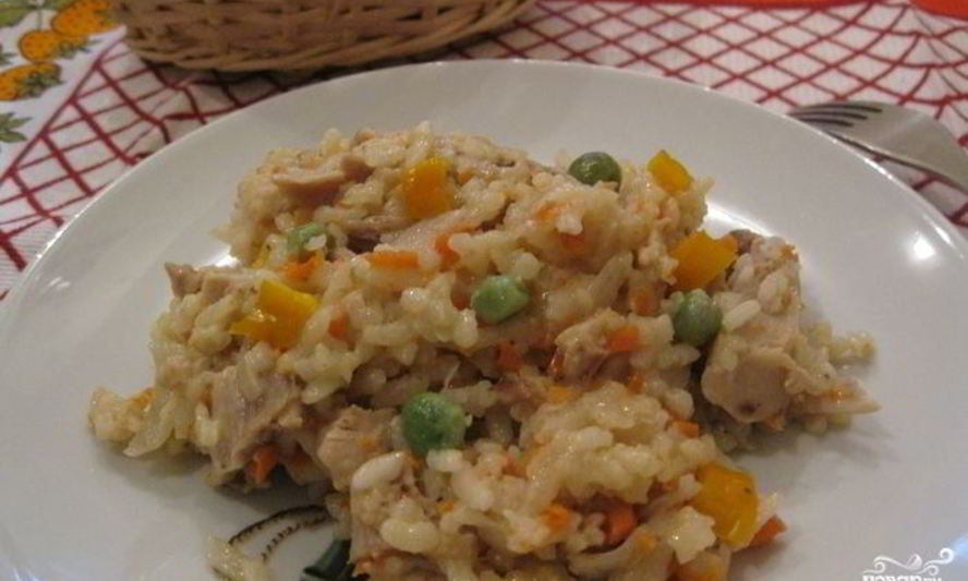 Рецепт ризотто с курицей и овощами