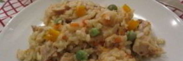 ризотто с курицей и овощами