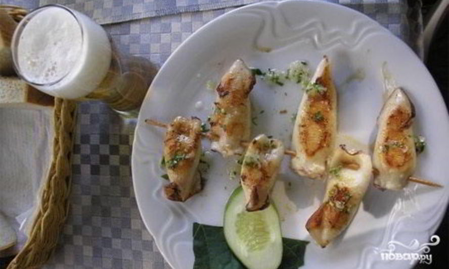 Рецепт фаршированных кальмаров с грибами и рисом